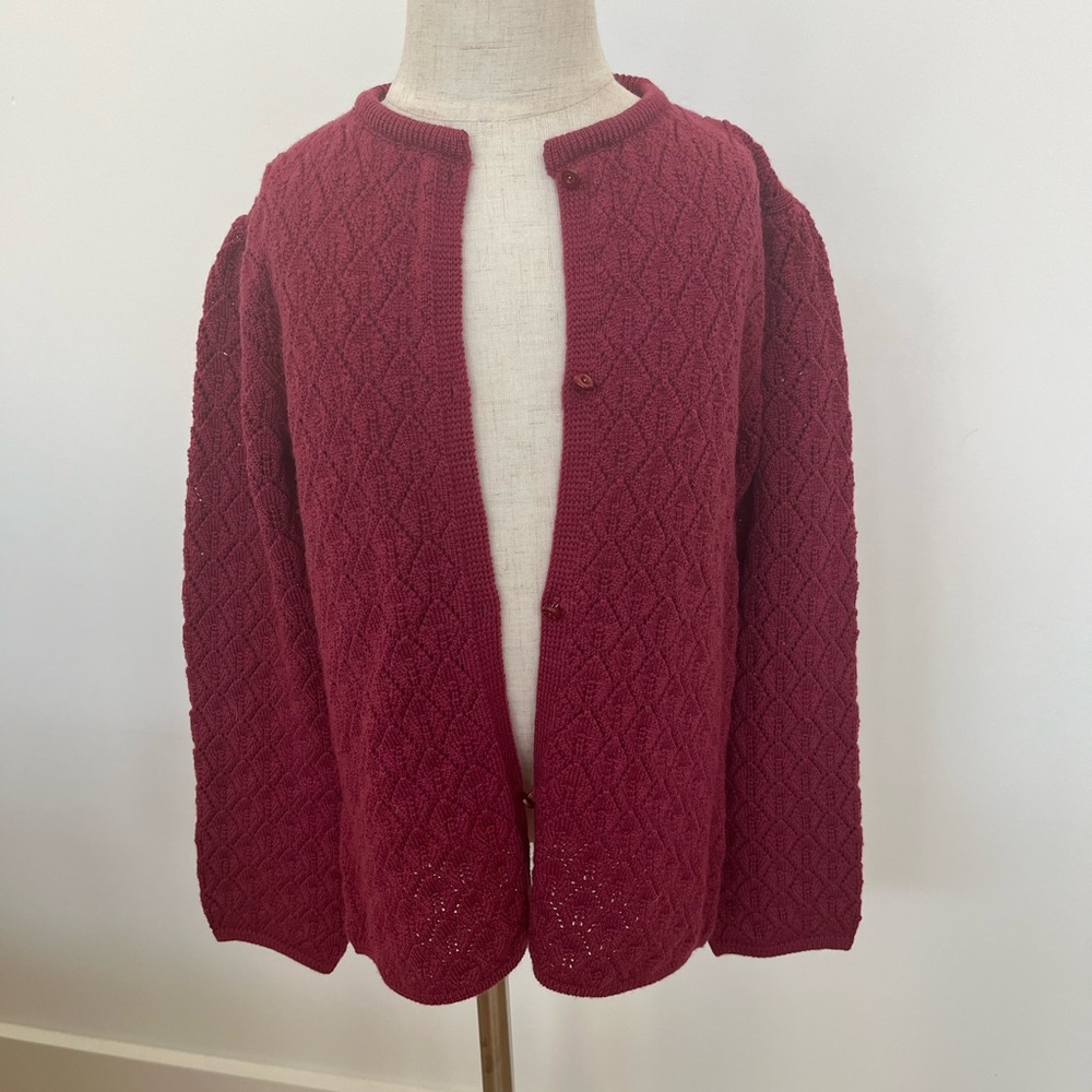 PEPA London NWT 100% wool lightweight Burgundy Cardigan